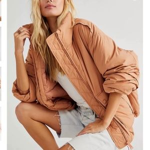 Women's Quilted Puffer Jacket in Camel